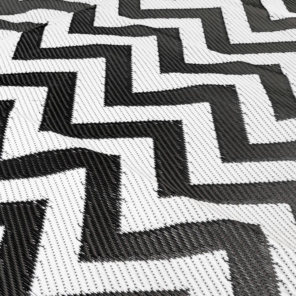Tapis d'extérieur vague noir et blanc 2x1,8m